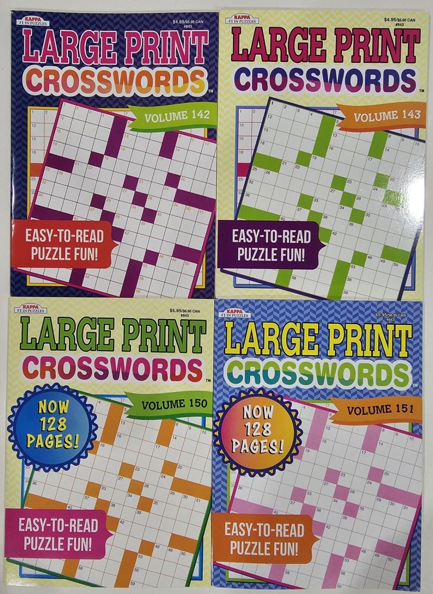 4 Kappa Puzzles Large Print Crosswords Activity Books Vol 142 151 Easy To Read EBay
