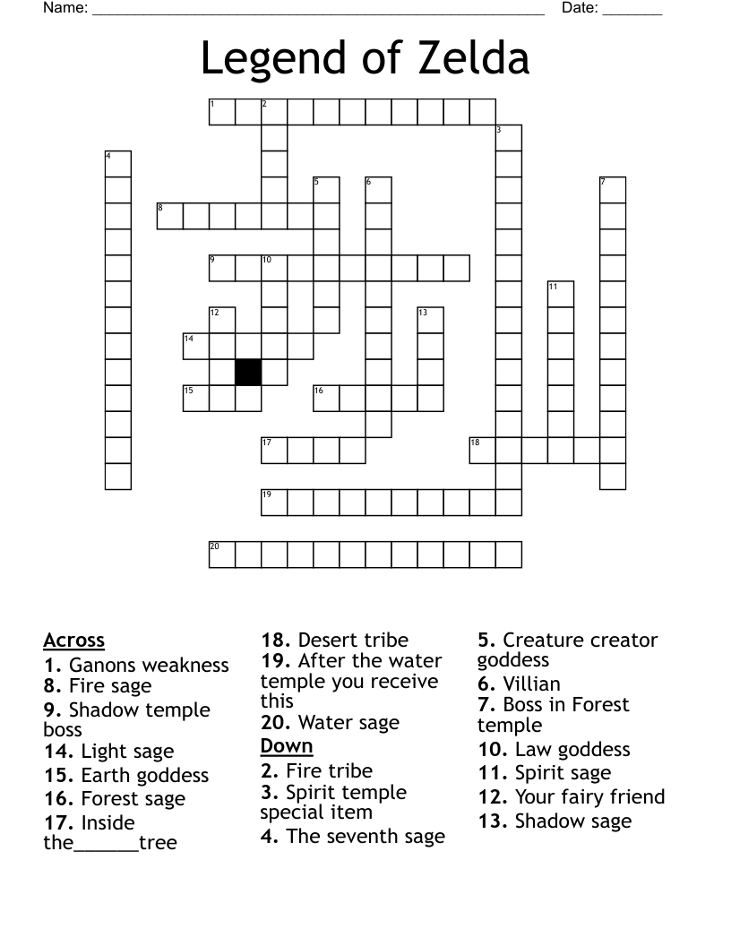 Video Game Crossword Puzzle