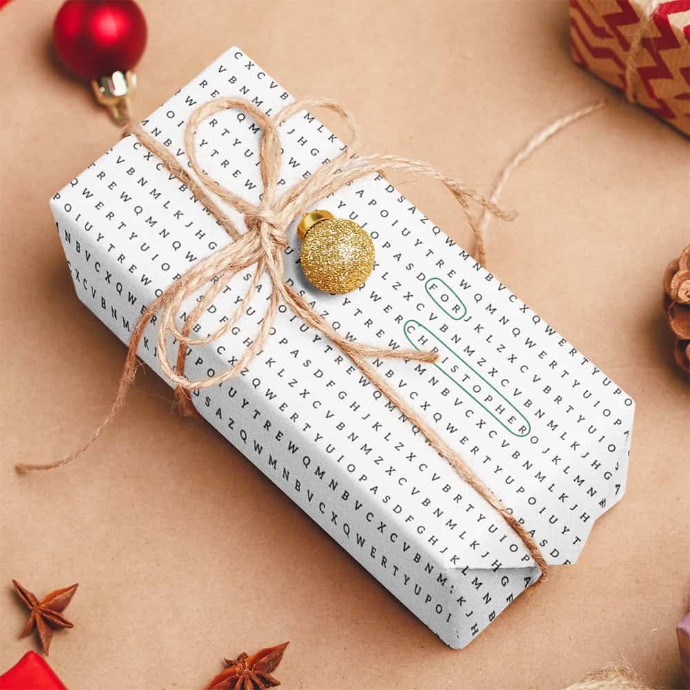 Custom Name Cross Word Puzzle Christmas Wrapping Paper 365Canvas