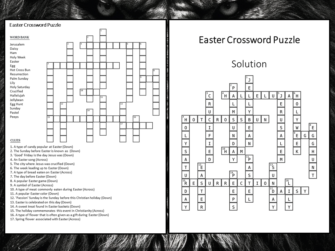Easter Crossword Puzzle Worksheet Activity Teaching Resources