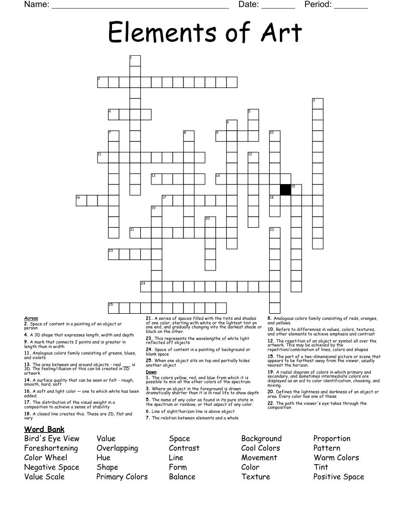 Elements Of Art Crossword WordMint