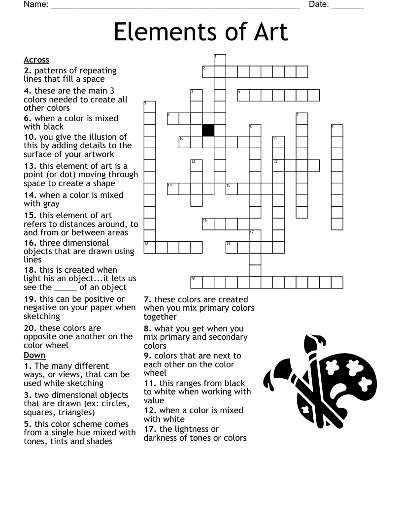 Elements Of Art Crossword WordMint