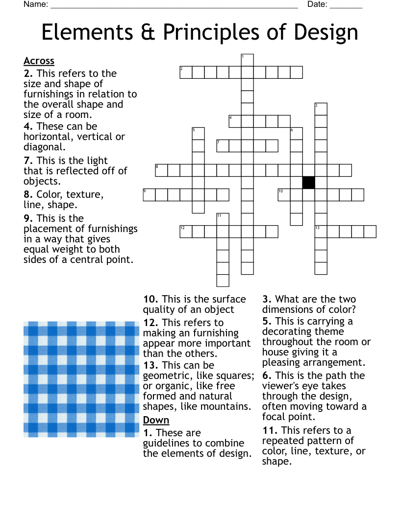 Elements Of Art Crossword Puzzle
