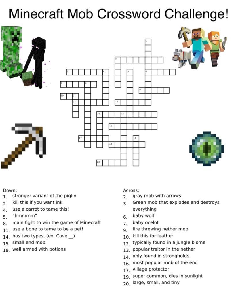 ENDED Mob Crossword Challenge Minecraft Amino