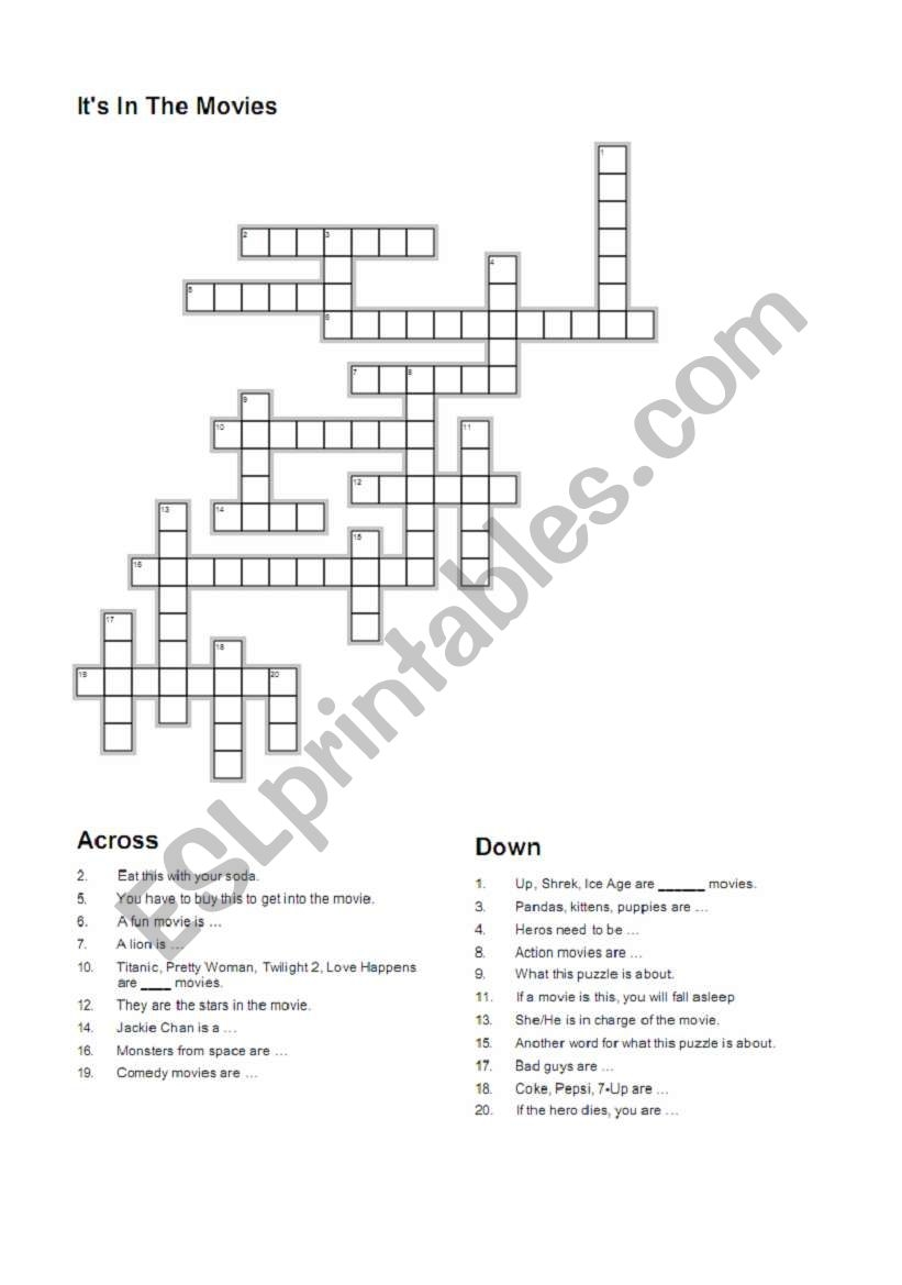 Crossword Puzzles Movies