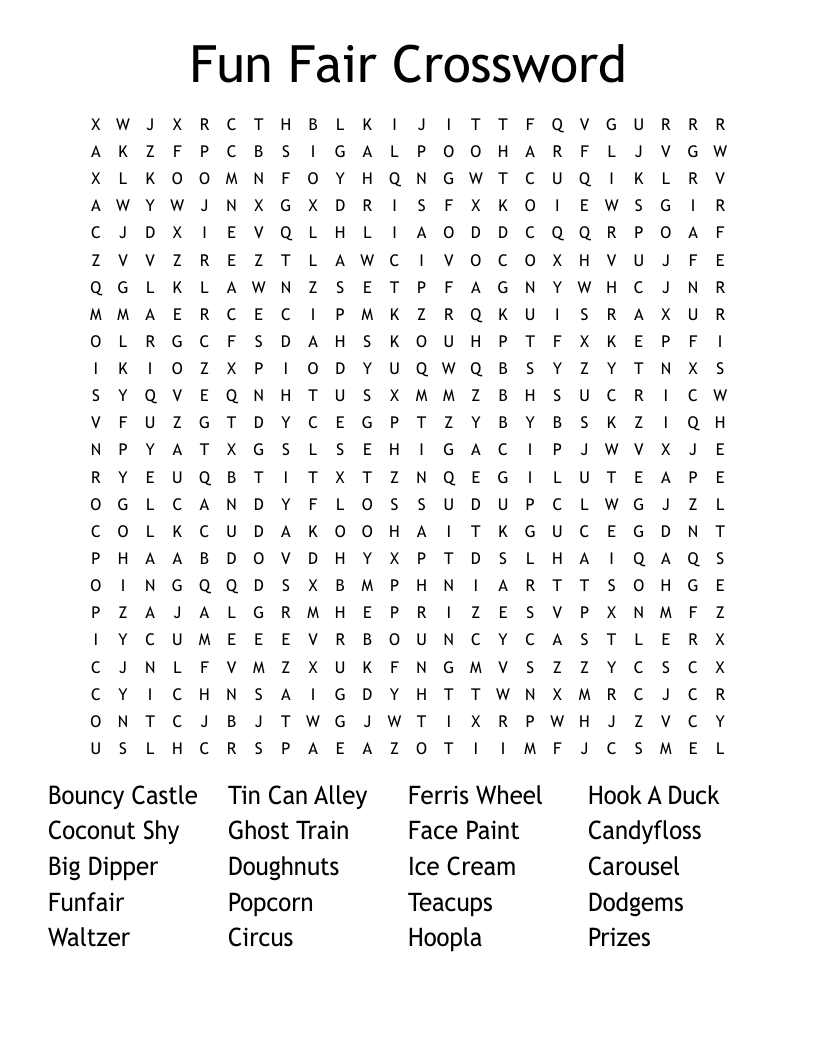 Fun Fair Crossword Word Search WordMint