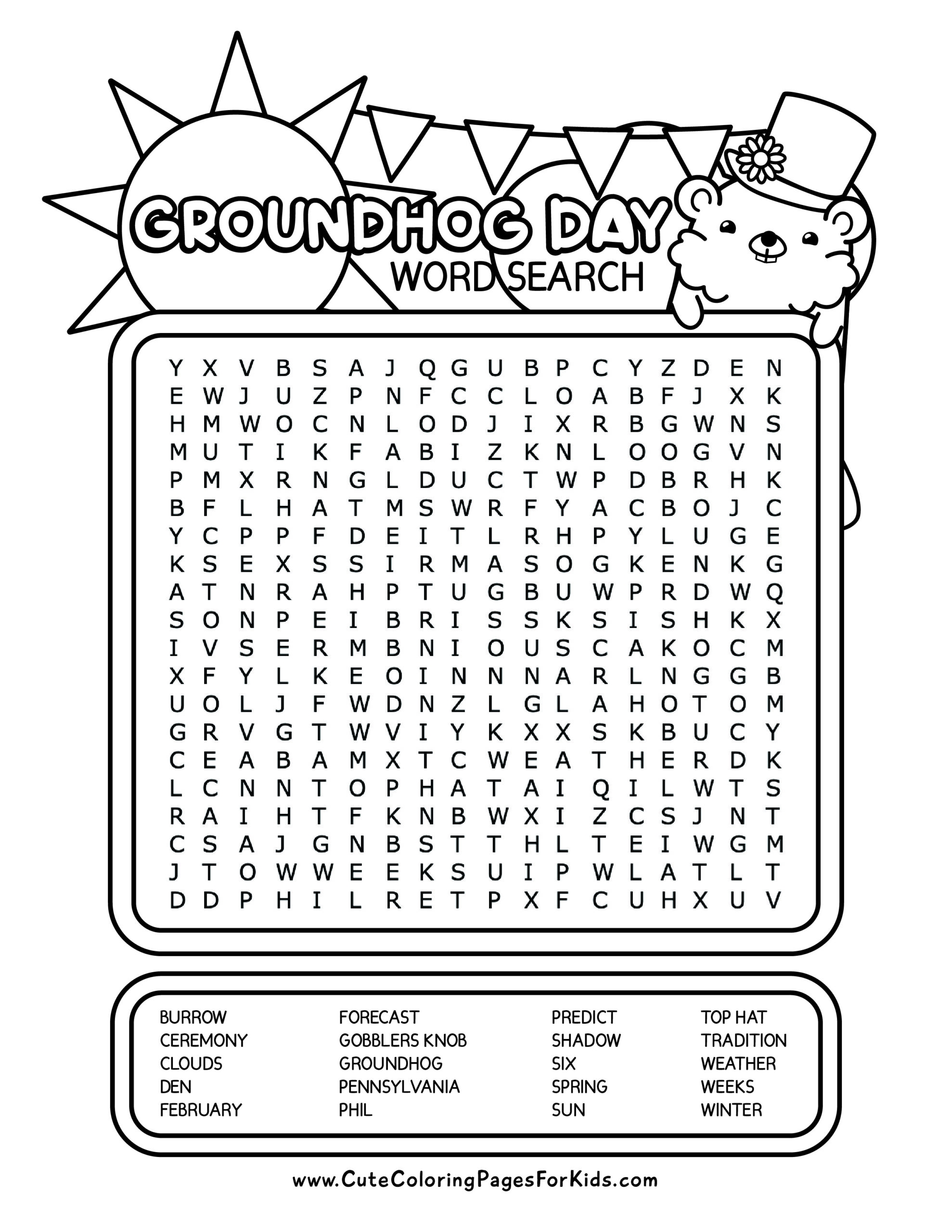 Groundhog Day Crossword Puzzles Printable