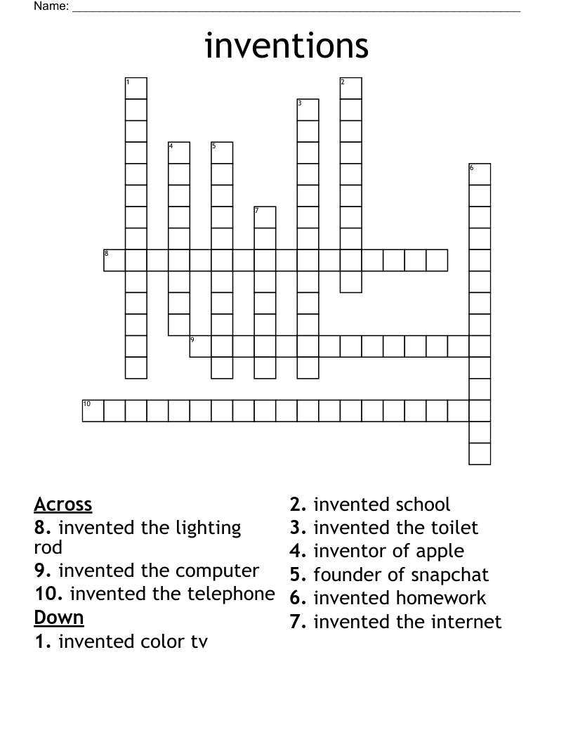 Inventions Crossword WordMint