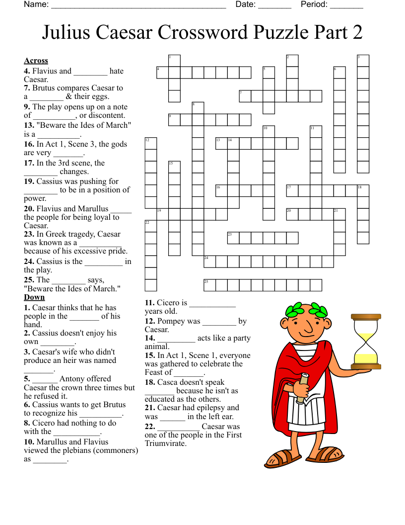Julius Caesar Crossword Puzzle Part 2 WordMint