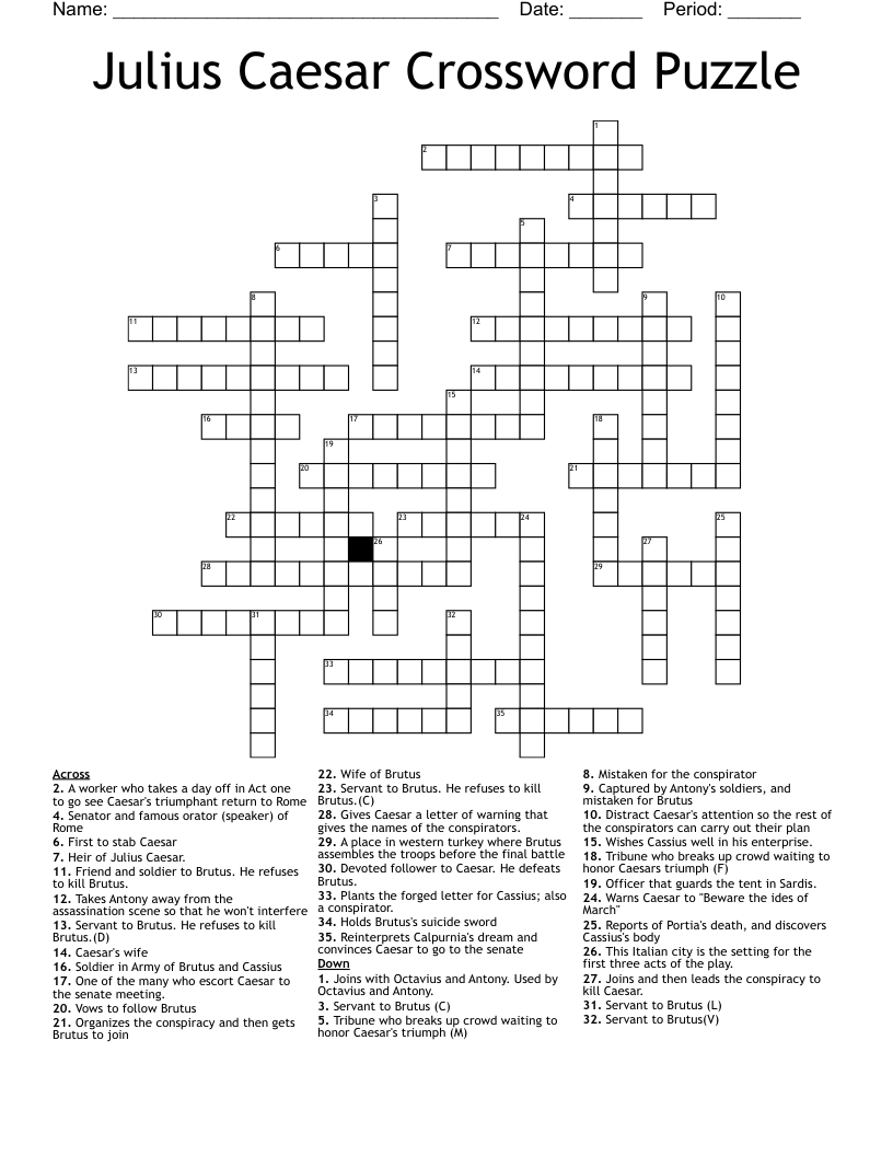 Julius Caesar Crossword Puzzle WordMint