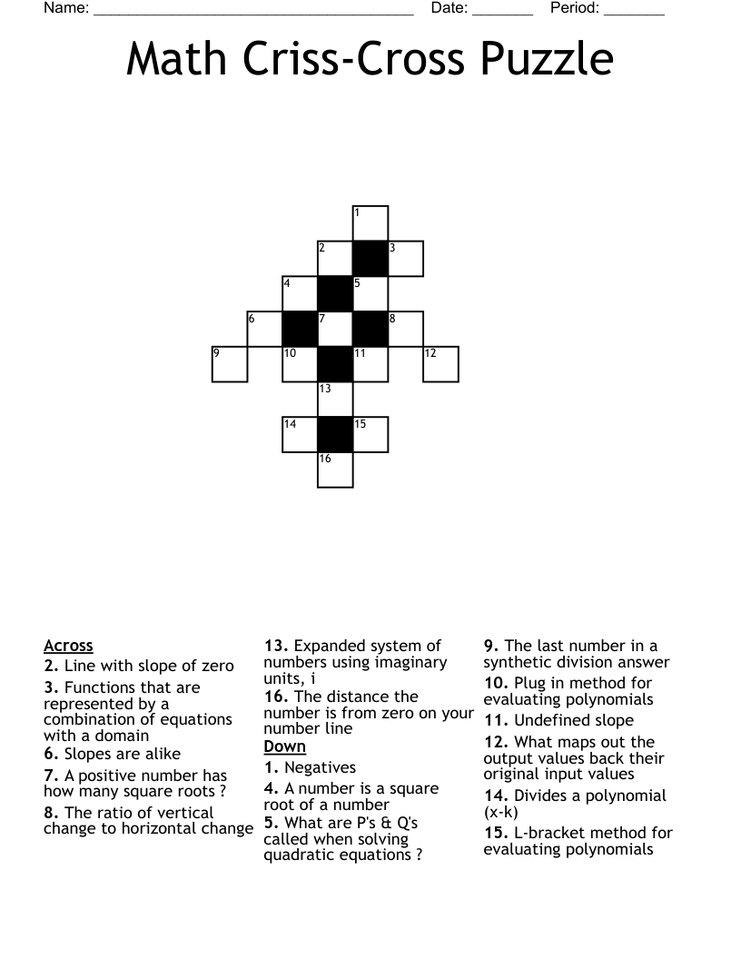 Criss Cross Crossword Puzzles