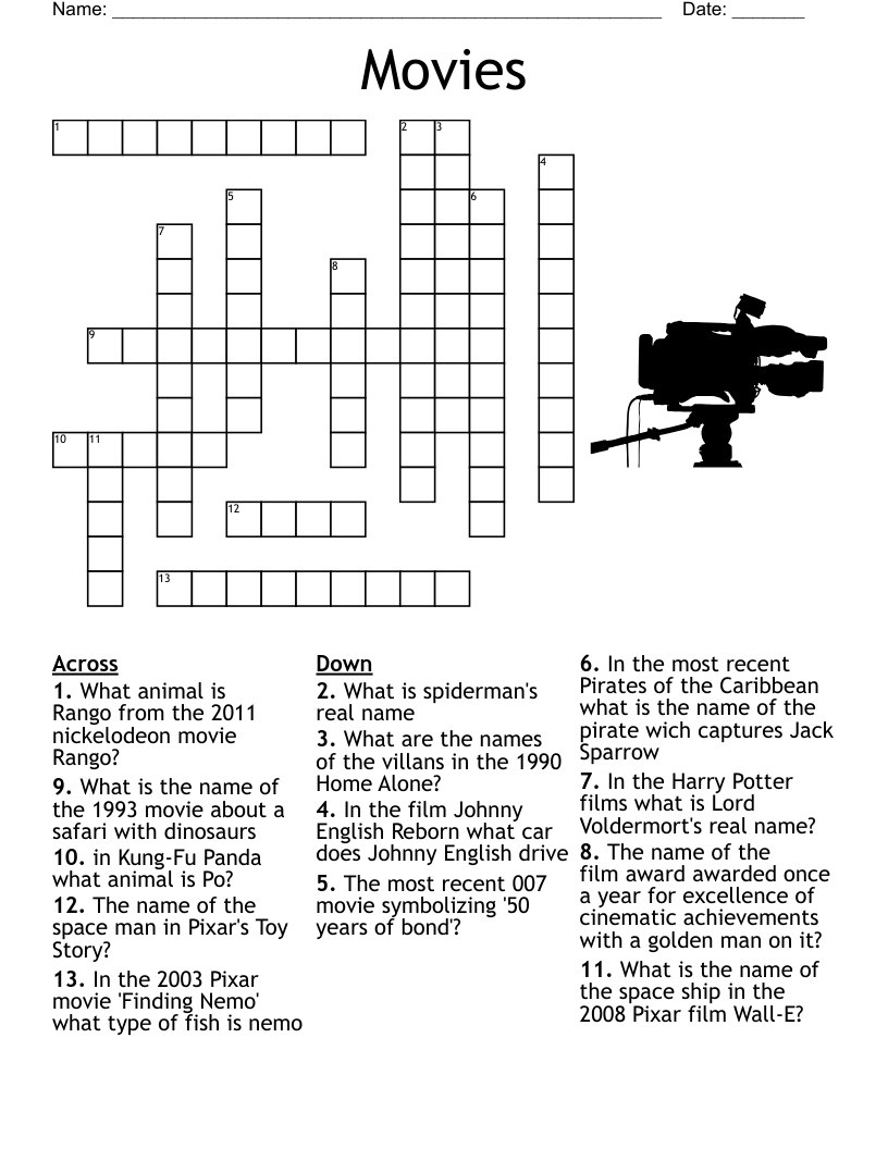 Movies Crossword WordMint