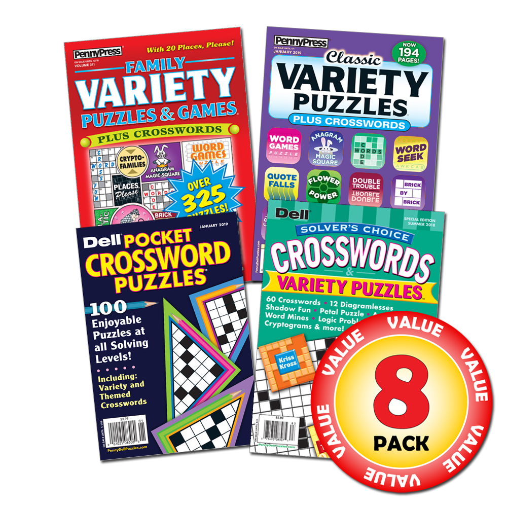 Penny Dell Crossword Variety Puzzle Books 8 Pack Paperback Walmart