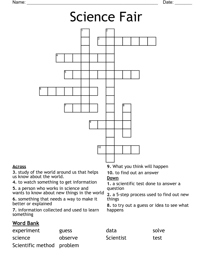 Science Fair Crossword WordMint