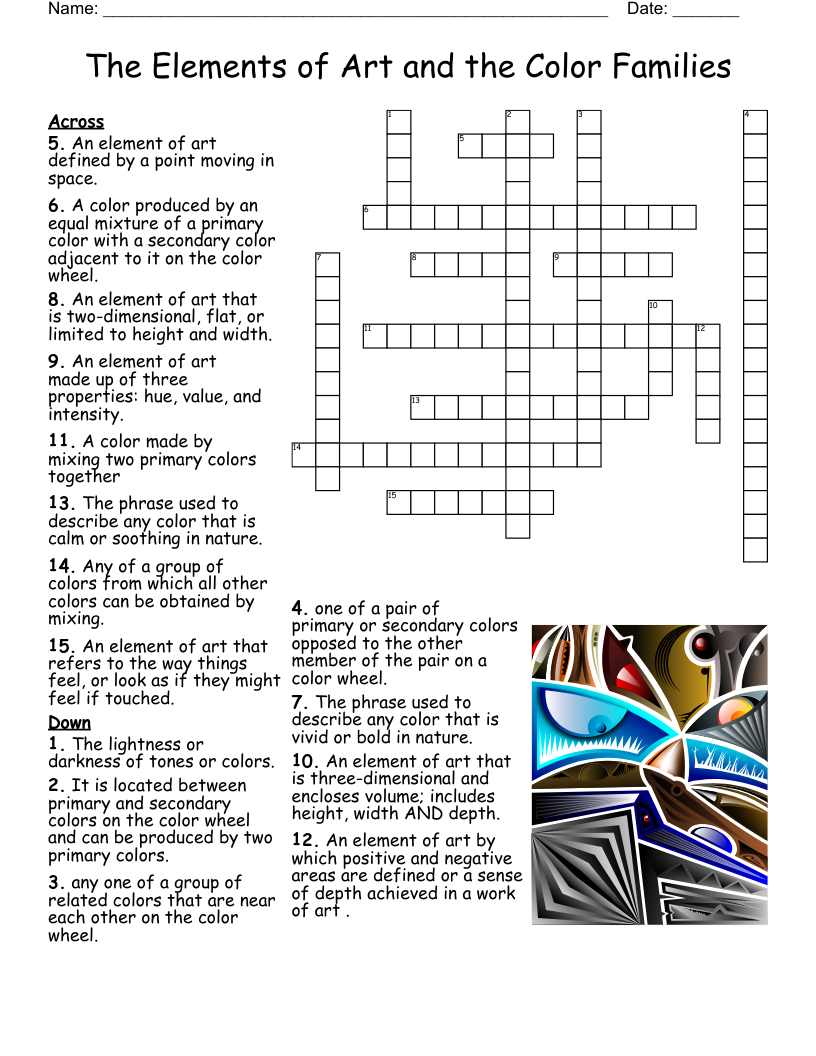 The Elements Of Art And The Color Families Crossword WordMint