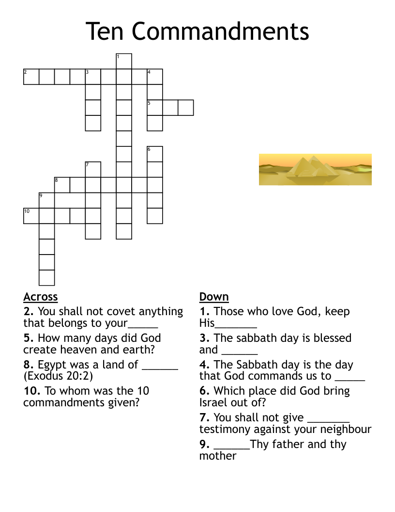 10 Commandments Crossword WordMint