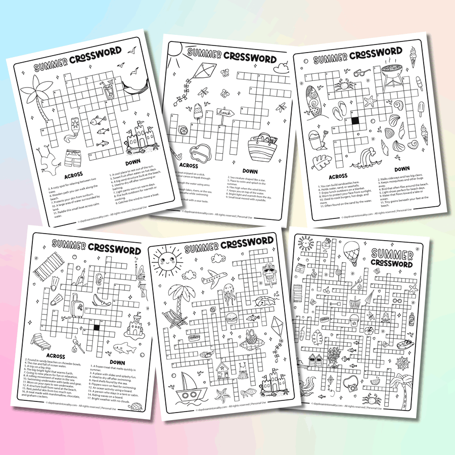10 Summer Crossword Puzzles Free Printable PDFs From Easy To Advanced Daydream Into Reality