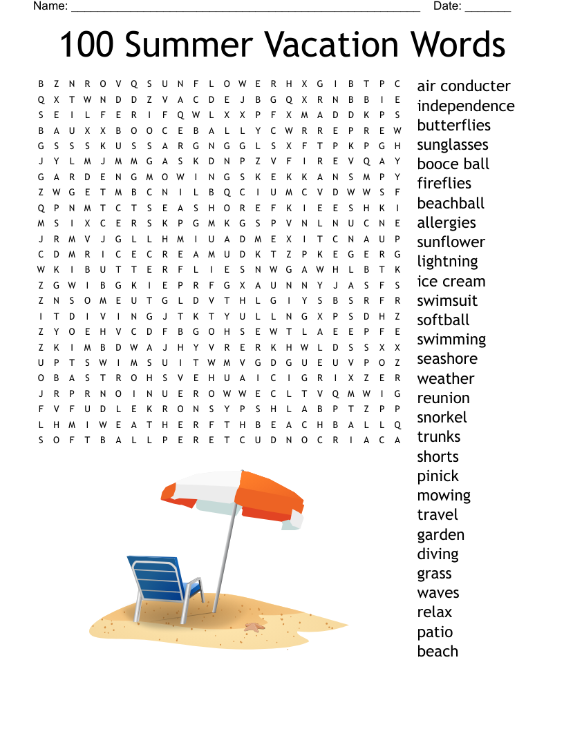 100 Word Crossword Puzzle