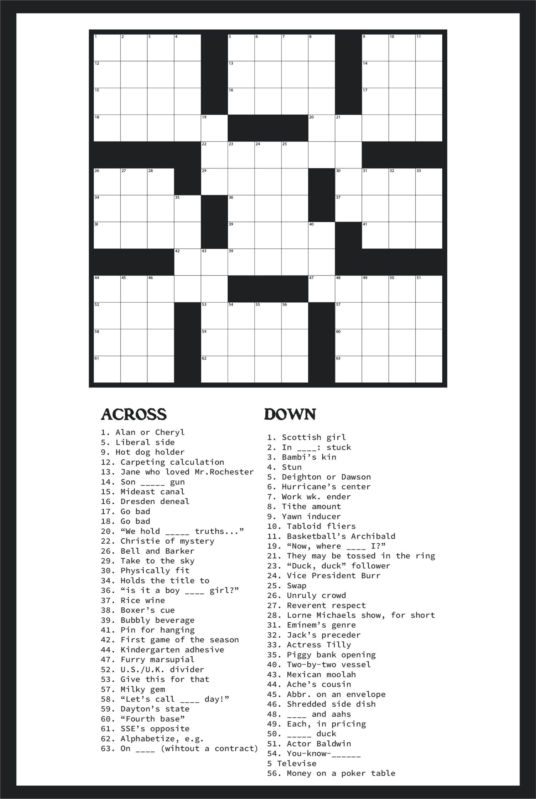 Giant Printable Crossword Puzzles