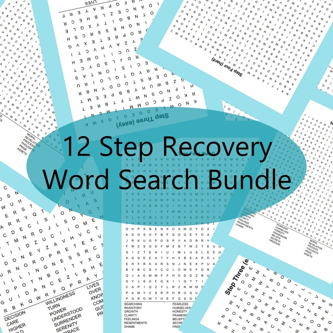 12 Step Recovery Word Search Bundle Sobriety Games Print At Home Etsy