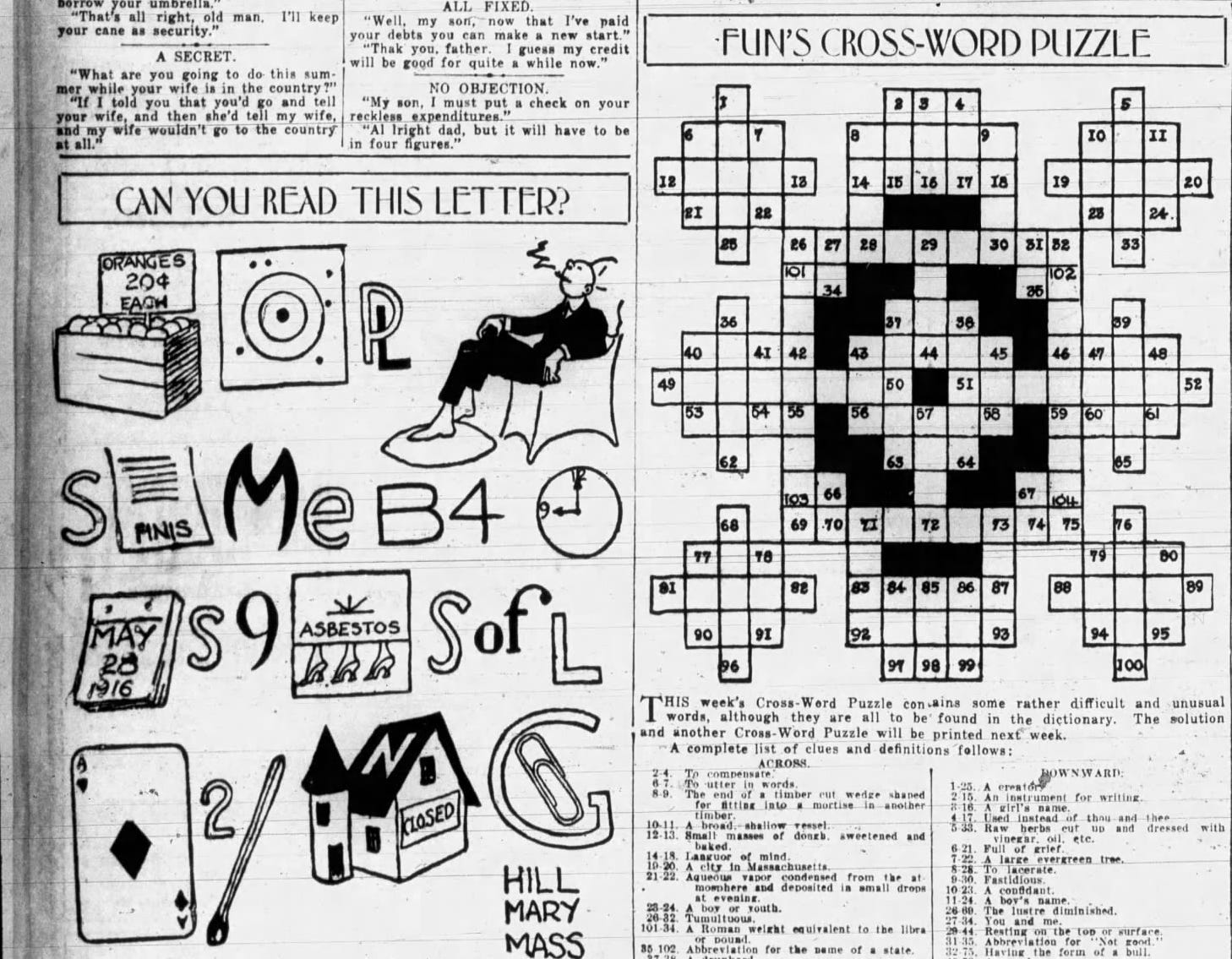 1916 The Year In Crosswords T Campbell s Grid