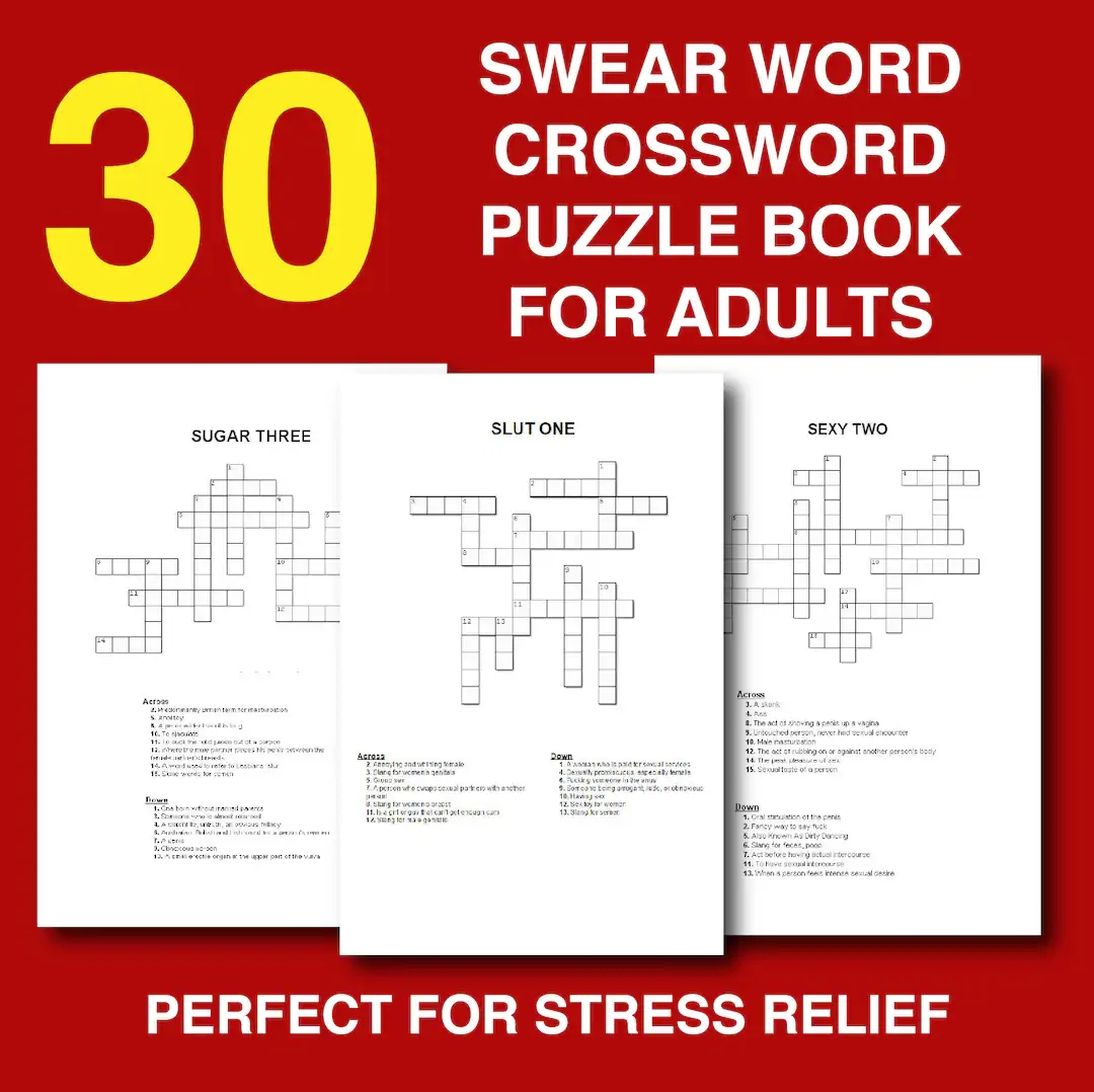 30 Swear Word Crossword Puzzles For Adults Instant Download 