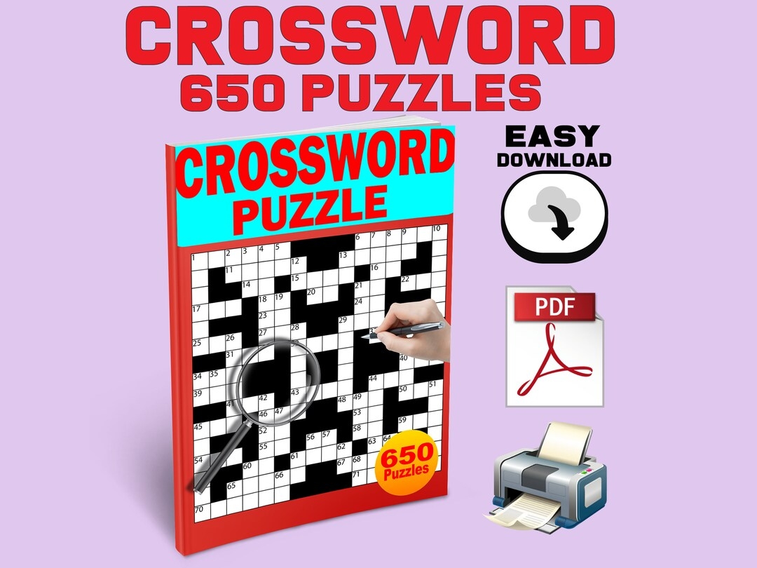 650 Crossword Puzzle Adult Puzzle Book Instant Download PDF Brain Teaser Puzzle PDF Printable Fine Motor Skills Boost Fun Challenging Etsy