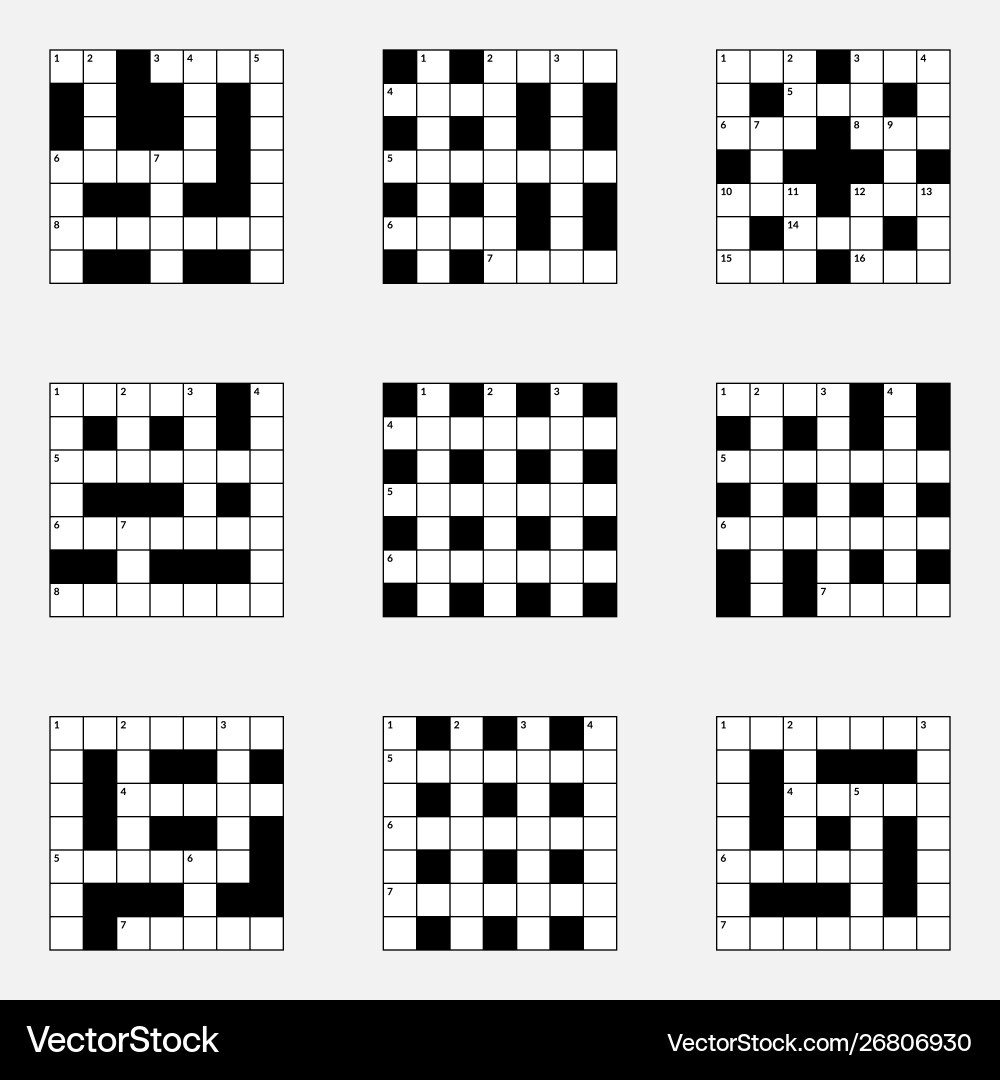 7x7 Crossword Puzzle Blank Royalty Free Vector Image