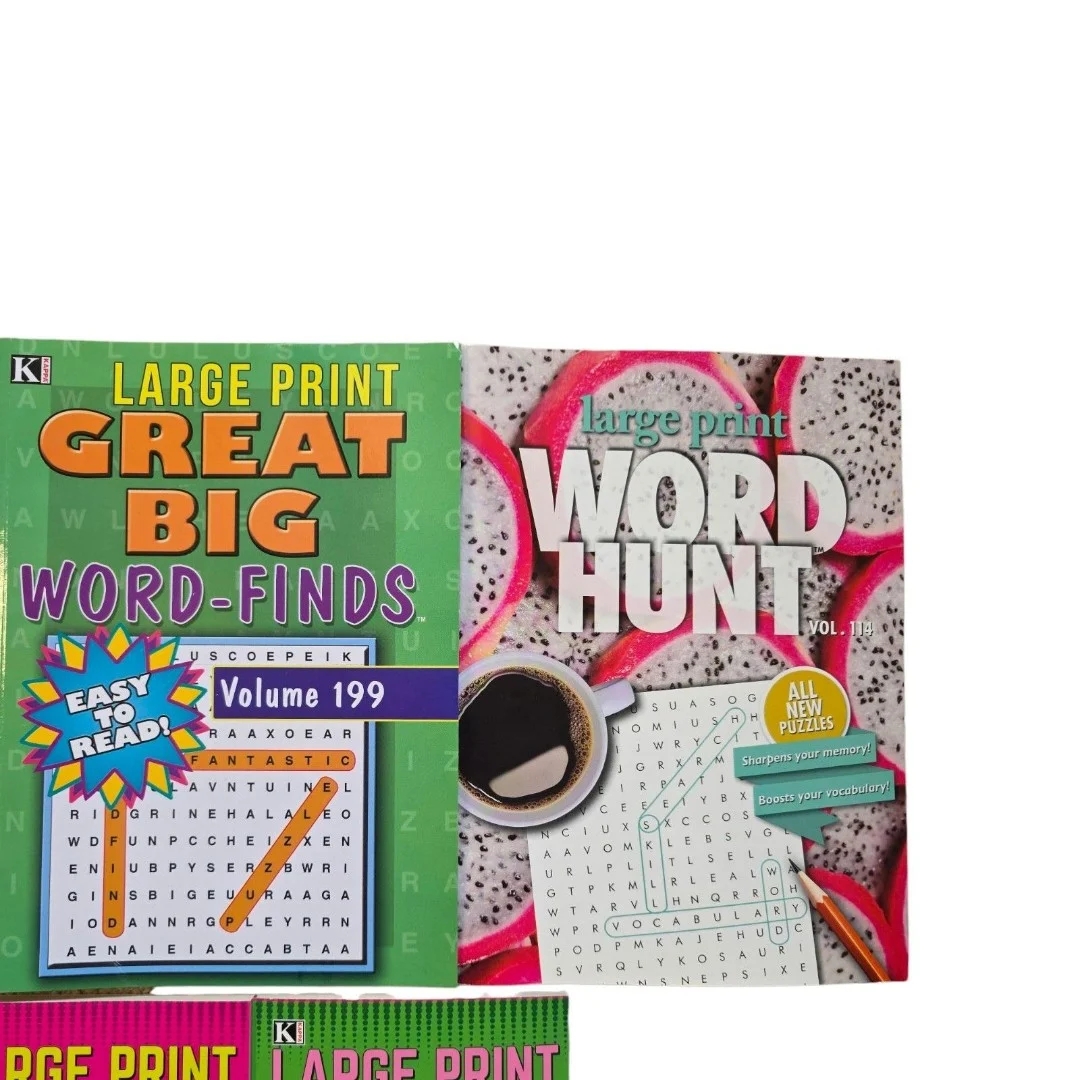 8x Large Small Print Word Find Crossword Puzzle Books Kappa Set Lot NEW