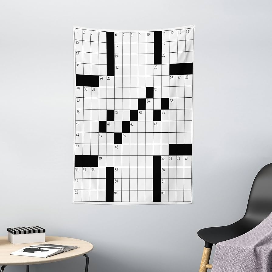 ABAKUHAUS Word Search Puzzle Tapestry Blank Newspaper Style Crossword Puzzle With Numbers In Word Grid Wall Hanging For Bedroom Living Room Dorm 40 W X 60 L Black And White Amazon co uk 