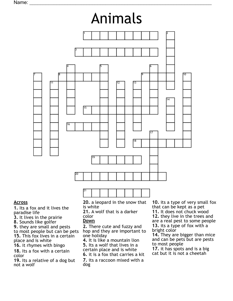 About Foxes Crossword WordMint