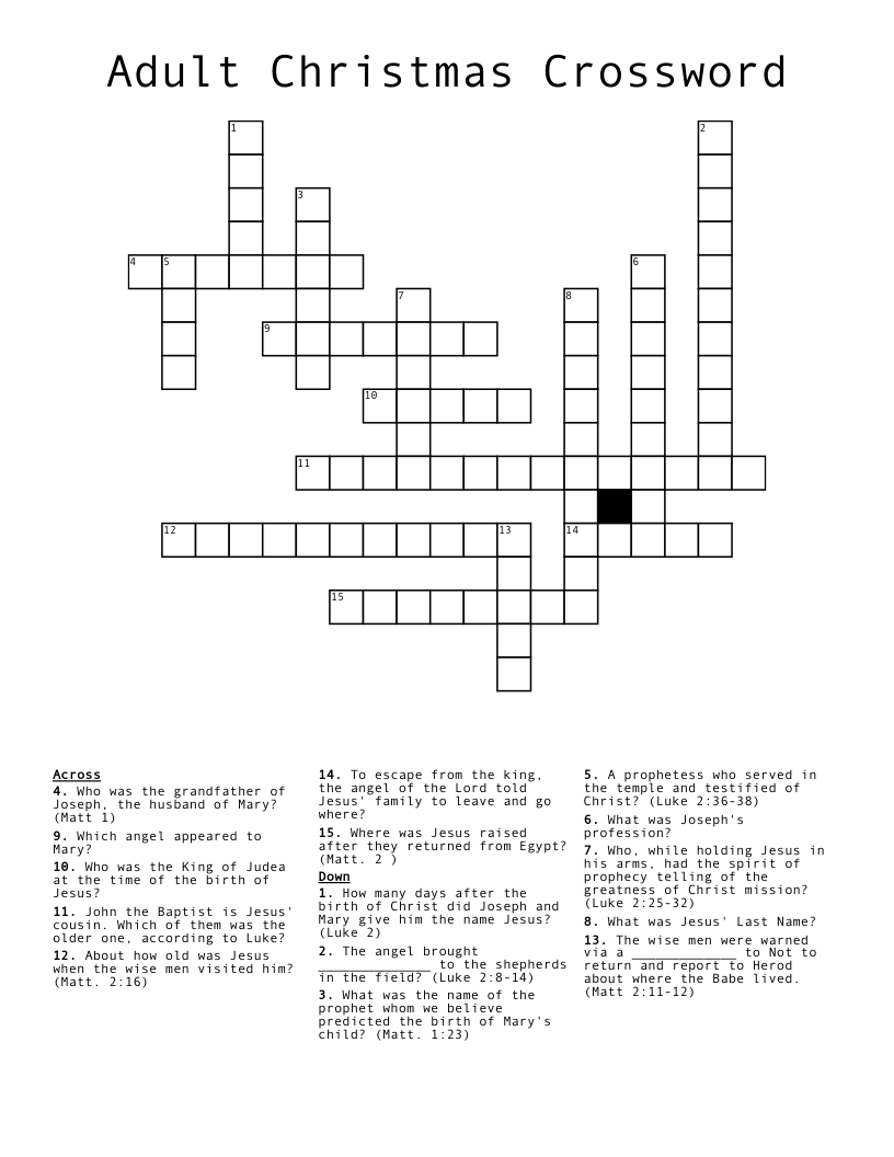 Adult Christmas Crossword WordMint