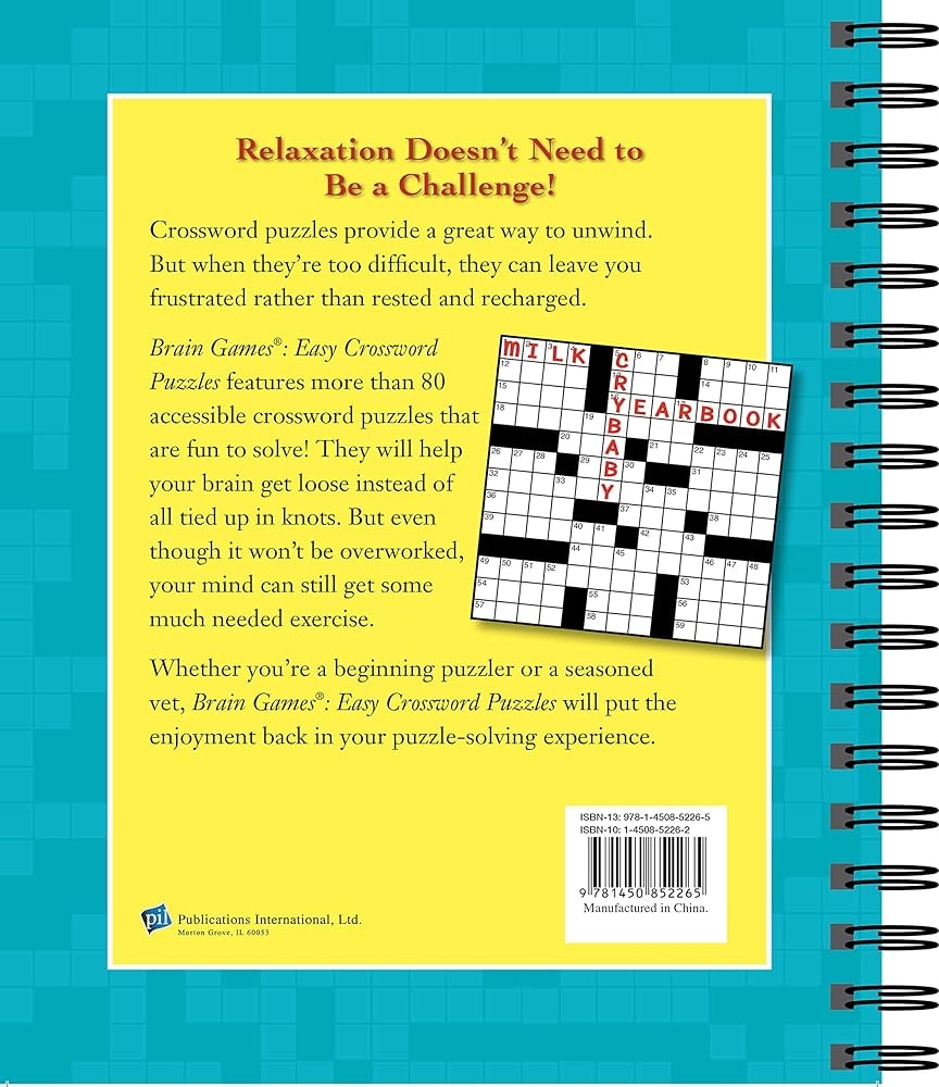 Amazon Brain Games Easy Crossword Puzzles 9781450852265 Publications International Ltd Brain Games Books