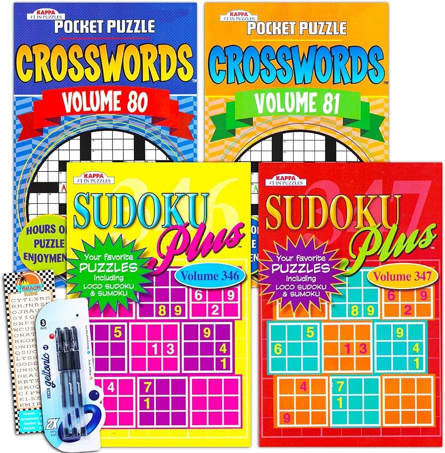 Amazon Crossword Sudoku Travel Size Puzzle Books For Adults Seniors Super Set Bundle Of 4 Travel Crossword And Sudoku Puzzle Books Over 330 Puzzles Total Toys Games