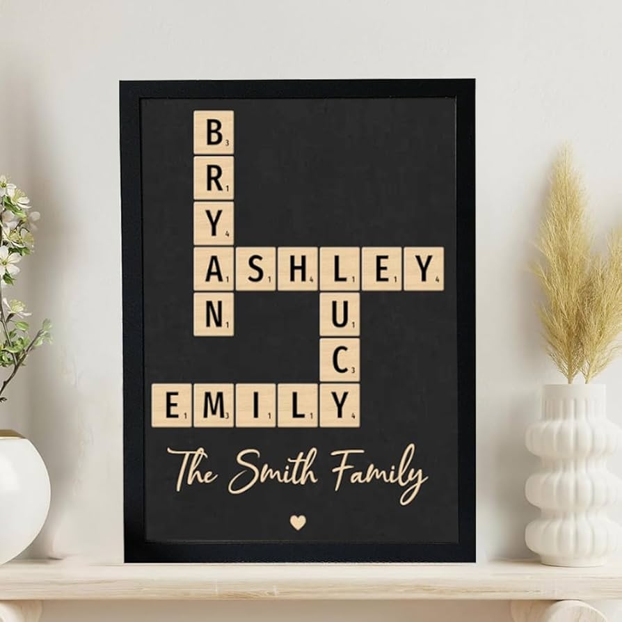 Amazon FAMITRENDZ Personalized Our Family Crossword Puzzle Art Home Decor Gift Wooden Plaque Custom Name Wall Decor Christmas Birthday Gifts For Home Home U0026 Kitchen