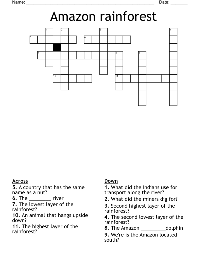 Amazon Rainforest Crossword WordMint