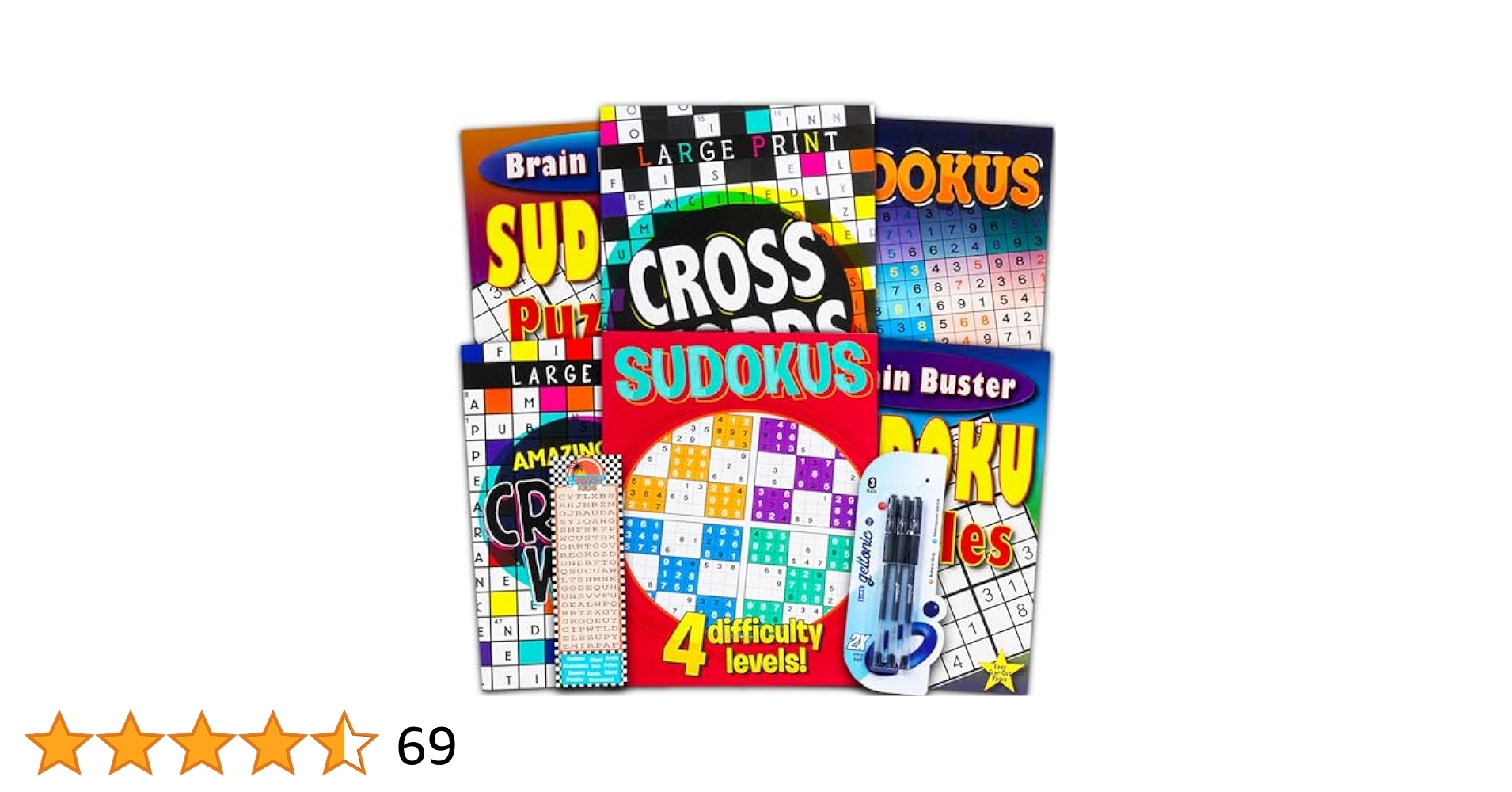 Amazon Sudoku Crossword Puzzle Books For Adults Seniors Super Set Bundle Of 6 Jumbo Crossword And Sudoku Puzzle Books Plus Pens And Bookmark Over 550 Puzzles Total Toys U0026 Games