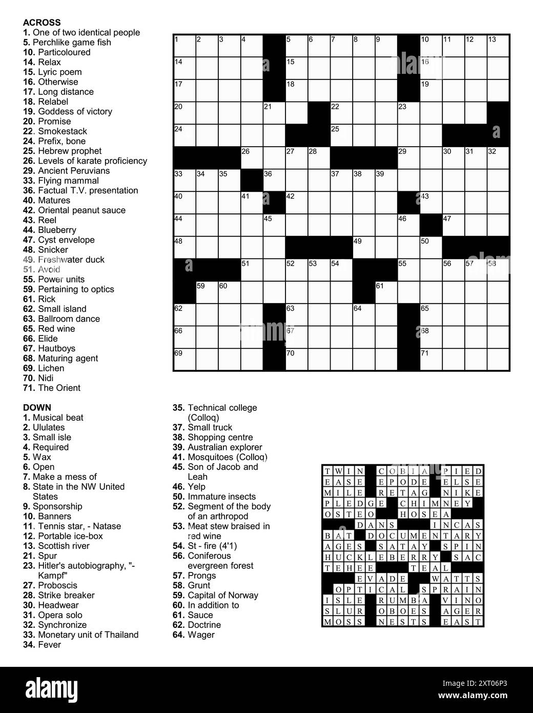 American Crossword Puzzle Game With 15 X 15 Squares With Clues And Solution Stock Vector Image U0026 Art Alamy