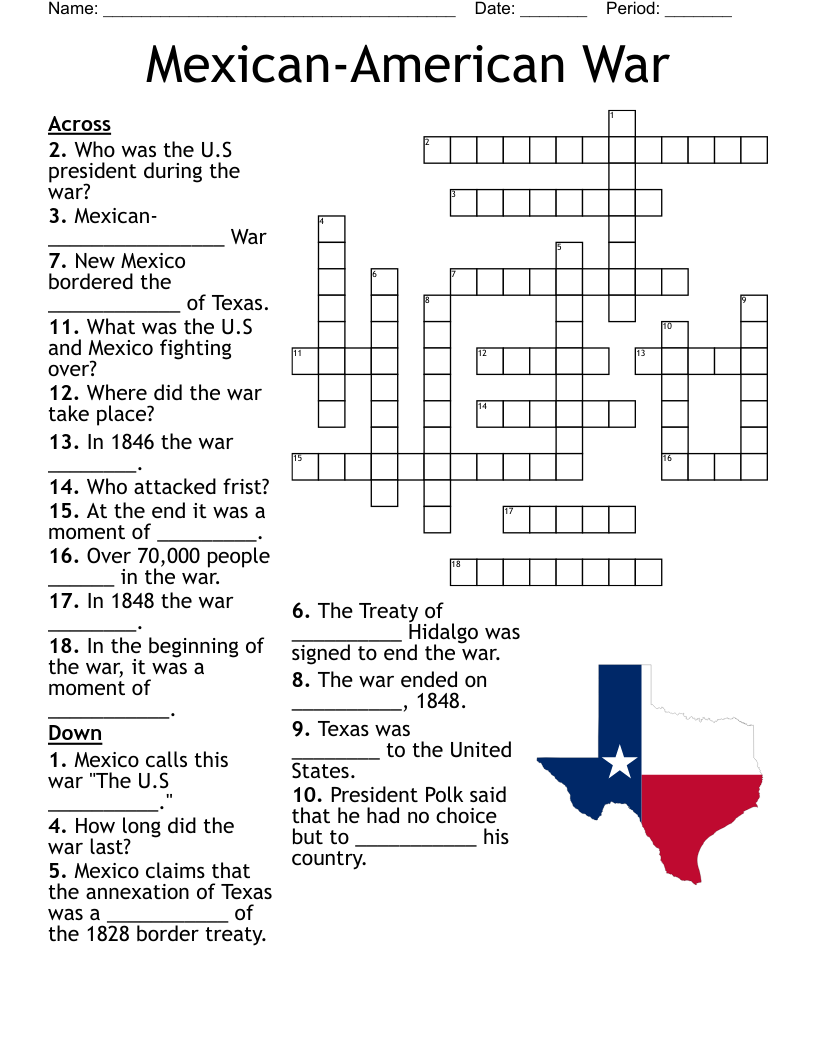 American History Crossword WordMint