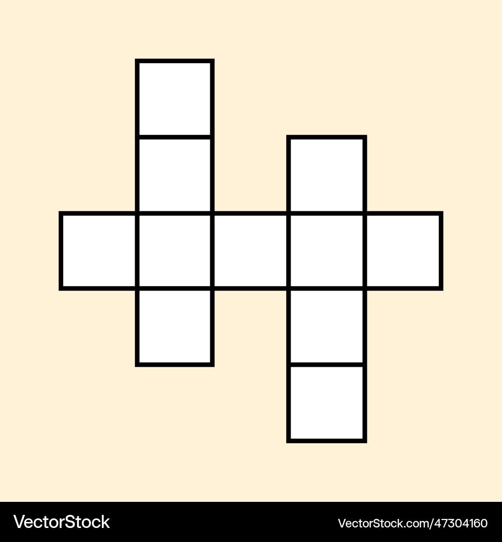 An Empty Grid Template For3 word Crossword Puzzle Vector Image