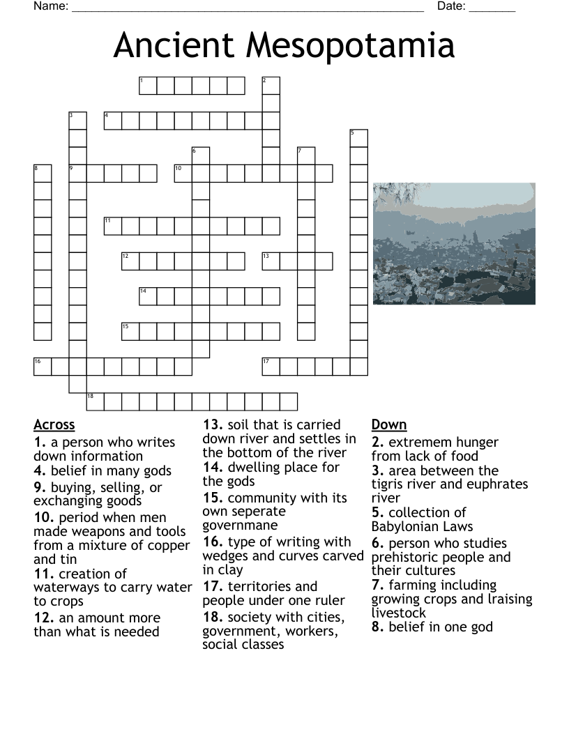 Ancient Mesopotamia Crossword WordMint