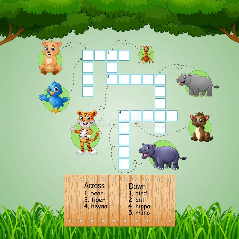 Animal Crossword Puzzles For Kids Games Stock Vector Illustration Of Learning Puzzle 123285402