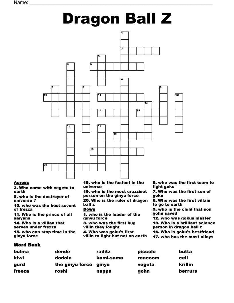 Anime U0026 Manga Crosswords Word Searches Bingo Cards WordMint