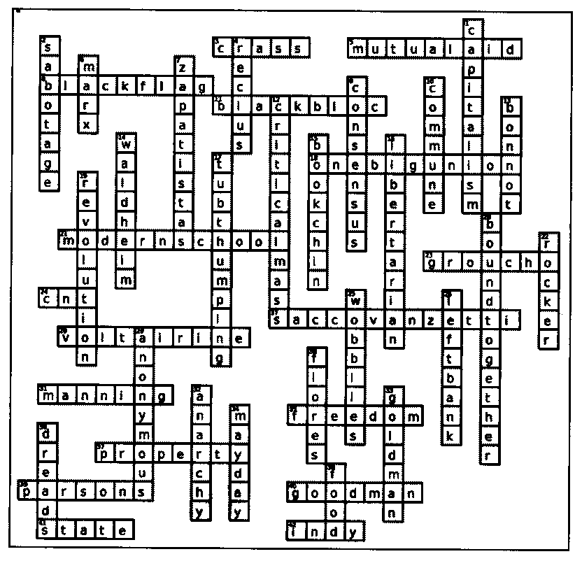 Answers And Annotations To Anarcho Crossword Issue 390 Fifth Estate Magazine