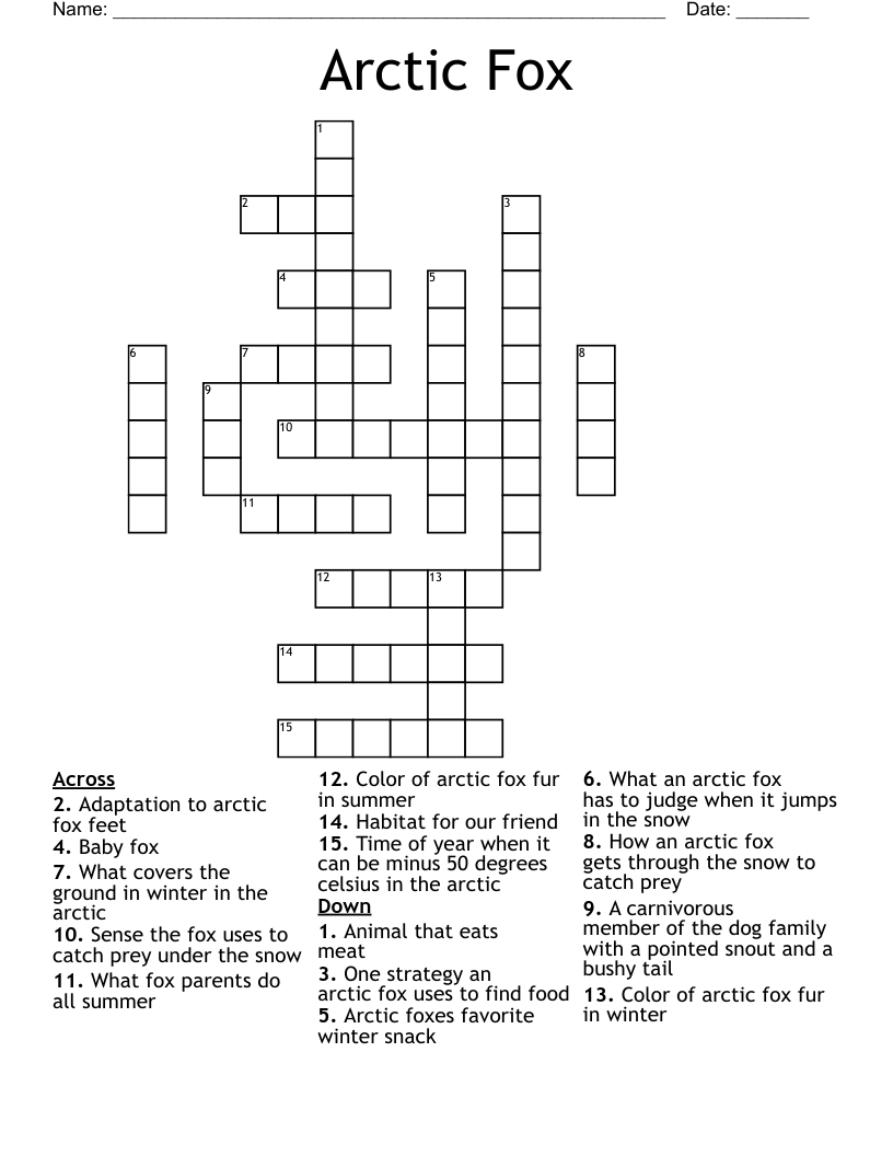 Arctic Fox Crossword WordMint