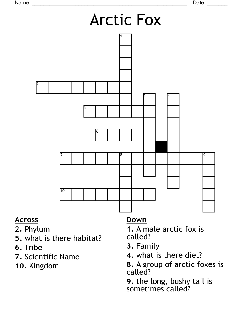 Arctic Fox Crossword WordMint