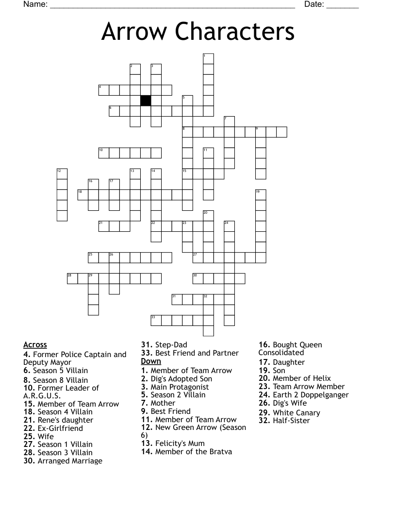 Arrow Characters Crossword WordMint