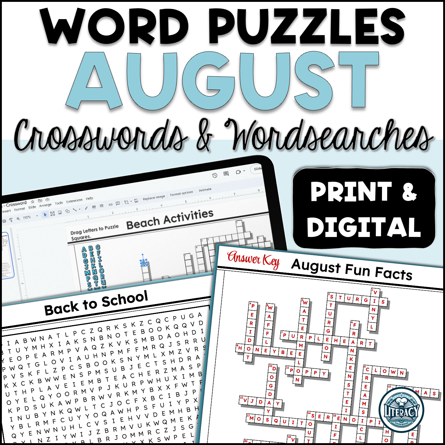 August Crossword Puzzles Word Search Middle High School Print Digital Resources Made By Teachers