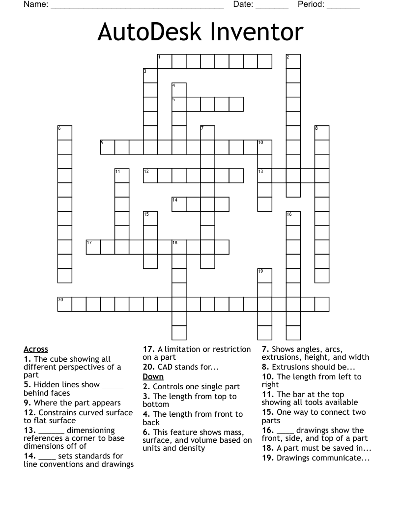 AutoDesk Inventor Crossword WordMint