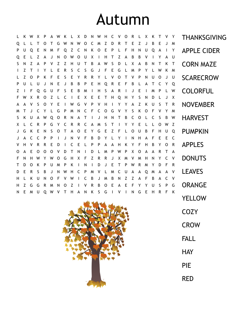 Free Printable Fall Crossword Puzzles